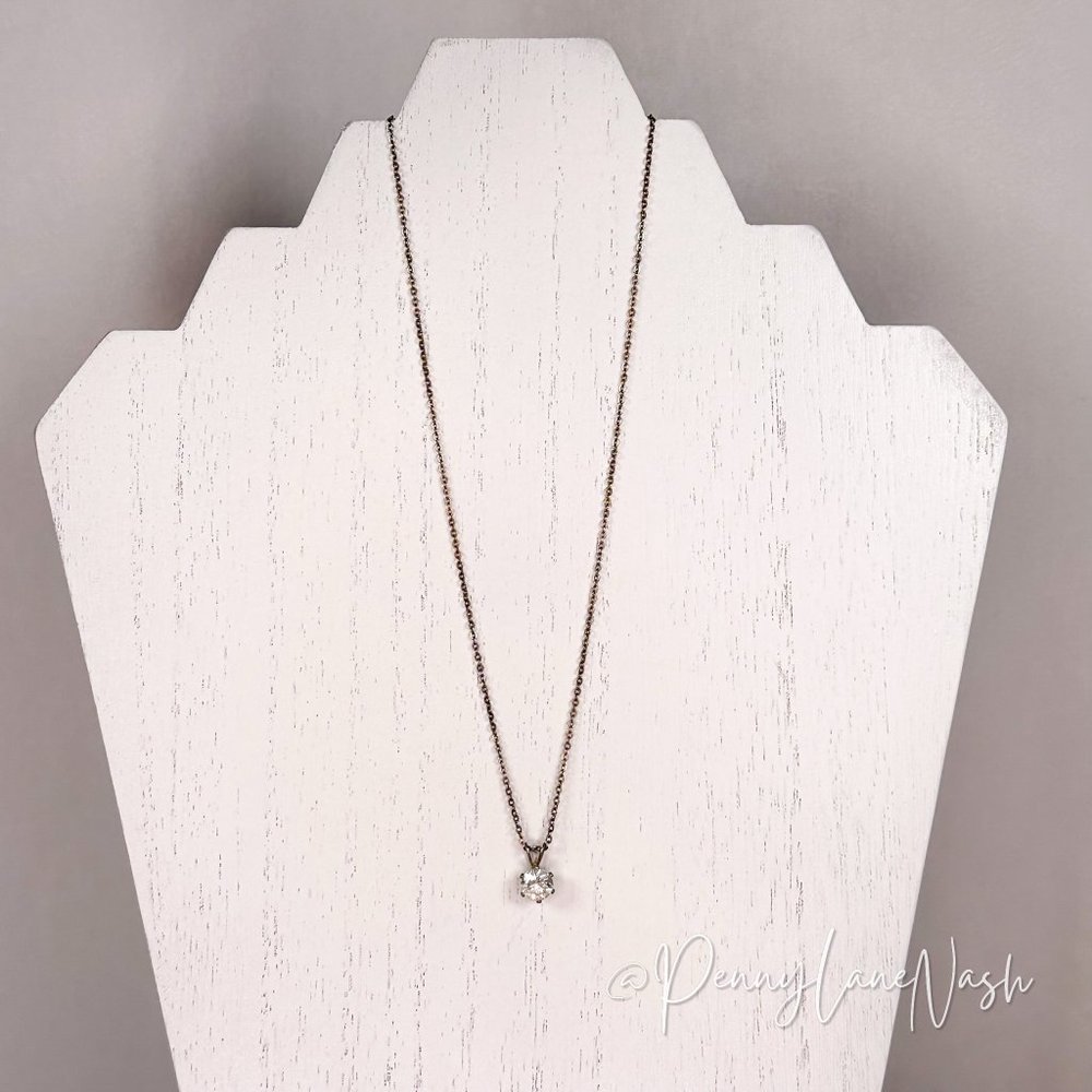 Vintage Round Rhinestone Pendant Solitaire Necklace